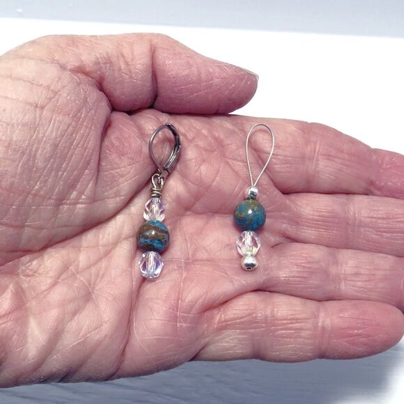 Handmade Stitch Markers w/ Blue Jasper and Crystal Beads for Knitting & Crochet - Picture 8 of 8